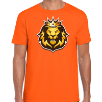 Leeuwenkop met kroon koningsdag / EK / WK t shirt oranje voor heren
