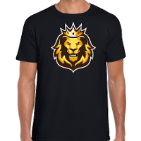 Leeuwenkop met kroon koningsdag / EK / WK t shirt zwart voor heren