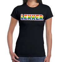 Lekker gay pride t shirt zwart voor dames