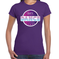 Lets Dance disco / feest t shirt paars voor dames