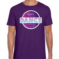Lets Dance disco / feest t shirt paars voor heren