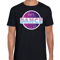 Lets Dance disco / feest t shirt zwart voor heren
