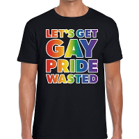 Lets get gay pride wasted t shirt zwart voor heren