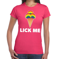 Lick me gay pride t shirt roze voor dames