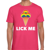 Lick me gay pride t shirt roze voor heren