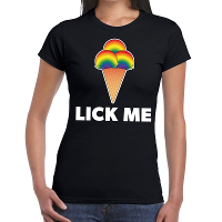 Lick me gay pride t shirt zwart voor dames
