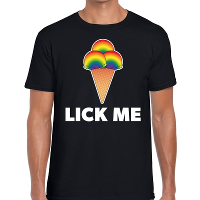 Lick me gay pride t shirt zwart voor heren