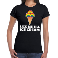 Lick me till ice cream gay pride t shirt zwart dames