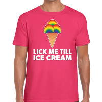 Lick me till ice scream gay pride t shirt roze voor heren