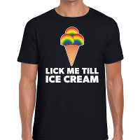 Lick me till ice scream gay pride t shirt zwart heren
