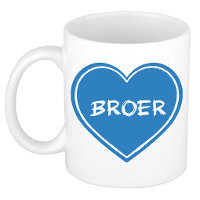Liefste broer verjaardag cadeau mok   blauw hartje   300 ml   keramiek   broer/zus dag