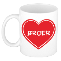 Liefste broer verjaardag cadeau mok   rood hartje   300 ml   keramiek   broer/zus dag
