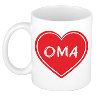 Liefste oma verjaardag cadeau mok   rood hartje   300 ml   keramiek   opa/oma dag