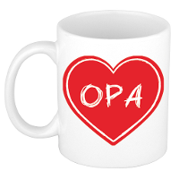 Liefste opa verjaardag cadeau mok   rood hartje   300 ml   keramiek   opa/oma dag