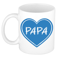 Liefste papa verjaardag cadeau mok   blauw hartje   300 ml   keramiek   Vaderdag