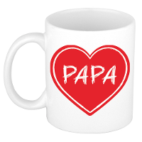 Liefste papa verjaardag cadeau mok   rood hartje   300 ml   keramiek   Vaderdag