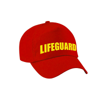 Lifeguard / strandwacht verkleed pet   voor jongens en meisjes   rood / geel   reddingsbrigade