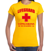 Lifeguard/ strandwacht verkleed t shirt / shirt Lifeguard Copacabana Rio De Janeiro geel voor dames
