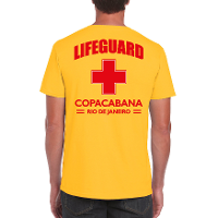 Lifeguard/ strandwacht verkleed t shirt / shirt Lifeguard Copacabana Rio De Janeiro geel voor heren