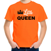 Little queen t shirt oranje voor kinderen   Koningsdag outfit