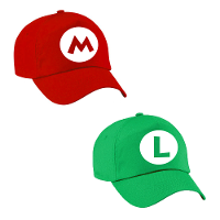 Loodgieter Mario en Luigi petjes   caps   hoed   heren   volwassenen   Set van 2 petjes