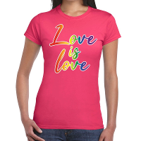 Love is love gay pride t shirt roze voor dames