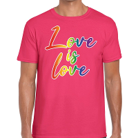 Love is love gay pride t shirt roze voor heren