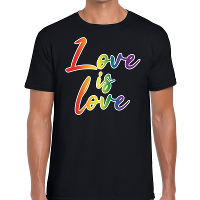 Love is love gay pride t shirt zwart voor heren