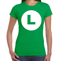 Luigi loodgieter   verkleed t shirt   groen   voor dames   carnaval   cartoon