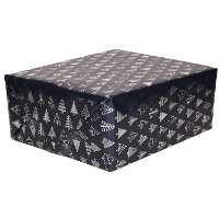 Luxe Kerst inpakpapier   cadeaupapier   donkerblauw goud   Kerstbomen   1x rollen   250 x 70 cm
