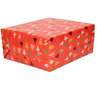 Luxe Kerst inpakpapier   cadeaupapier   rood   Christmas Trees   1x rollen   250 x 70 cm