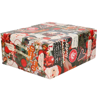 Luxe Kerst inpakpapier   cadeaupapier   rood/wit   Afbeeldingen en songs   1x rollen   250 x 70 cm