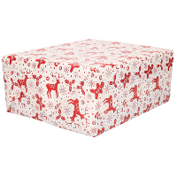 Luxe Kerst inpakpapier   cadeaupapier   wit/rood   Kerst Classics   1x rollen   250 x 70 cm