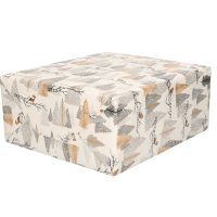 Luxe Kerst inpakpapier   cadeaupapier   wit zilver goud   Bomen en vogels   1x rollen   250 x 70 cm