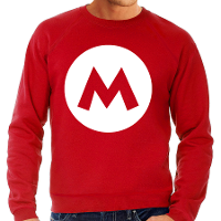 Mario loodgieter   carnaval verkleed sweater   rood   voor heren   game karakter