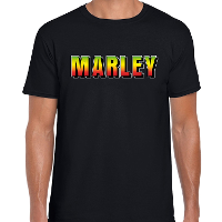 Marley fun tekst t shirt zwart heren