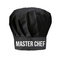 Master chef cadeau koksmuts   zwart   dames en heren