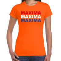 Maxima t shirt oranje voor dames   Koningsdag shirts