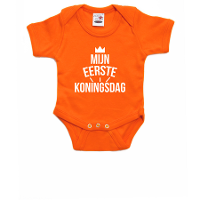 Mijn eerste Koningsdag romper met kroontje oranje voor babys