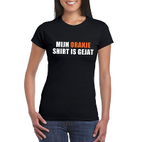 Mijn oranje shirt is gejat t shirt zwart dames