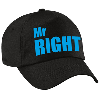 Mr Right pet / cap zwart met blauwe letters heren