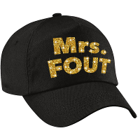 Mrs. FOUT verkleed petje   baseballcap   zwart   gouden bedrukking   dames   Foute party outfit