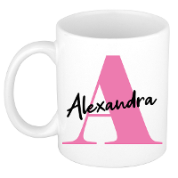 Naam mok Alexandra   roze   wit   keramiek   300 ml   verjaardag/cadeau beker