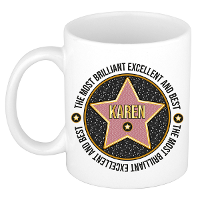 Naam mok Karen   wit   Most Brilliant   keramiek   300 ml   cadeau collega beker