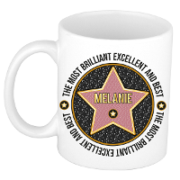 Naam mok Melanie   wit   Most Brilliant   keramiek   300 ml   cadeau collega beker