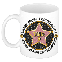 Naam mok Tanja   wit   Most Brilliant   keramiek   300 ml   cadeau collega beker