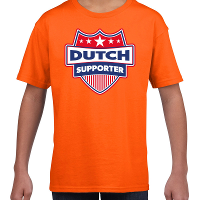 Nederland / Dutch schild supporter t shirt oranje voor kinder