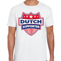 Nederland / Dutch schild supporter t shirt wit voor heren