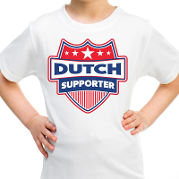 Nederland / Dutch schild supporter t shirt wit voor kinder