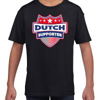 Nederland / Dutch schild supporter t shirt zwart voor kinder